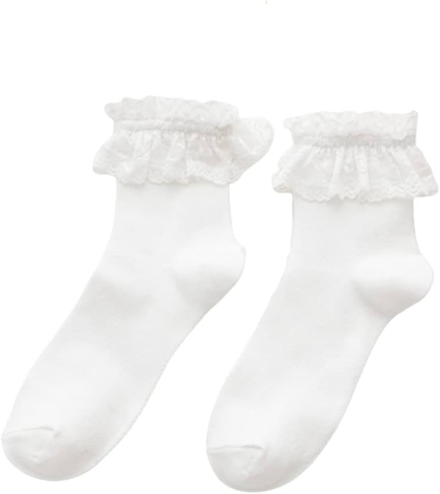 Deft DesignJapanese Style Harajuku Lace Mesh Cotton Socks Lolita Maiden Lovely Short Socks Frilly... | Amazon (CA)