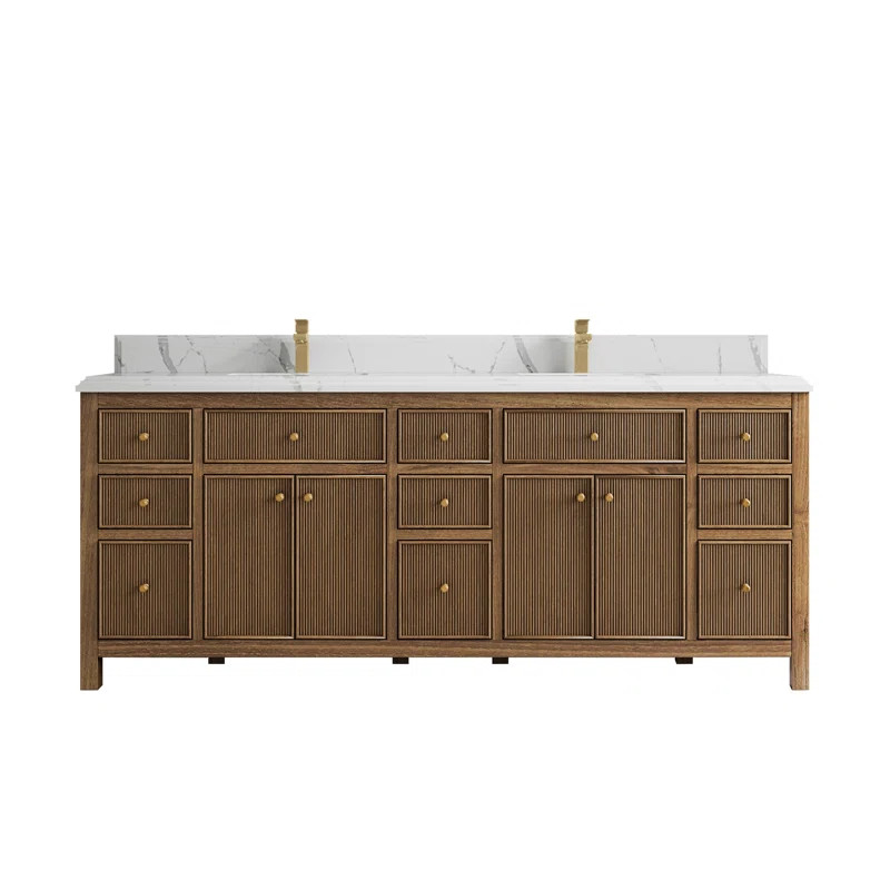 Sonoma 84'' Free Standing Double Bathroom Vanity with Quartz Top | Wayfair North America
