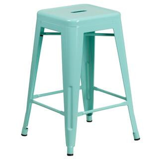 24 in. Mint Metal Bar Stool | The Home Depot