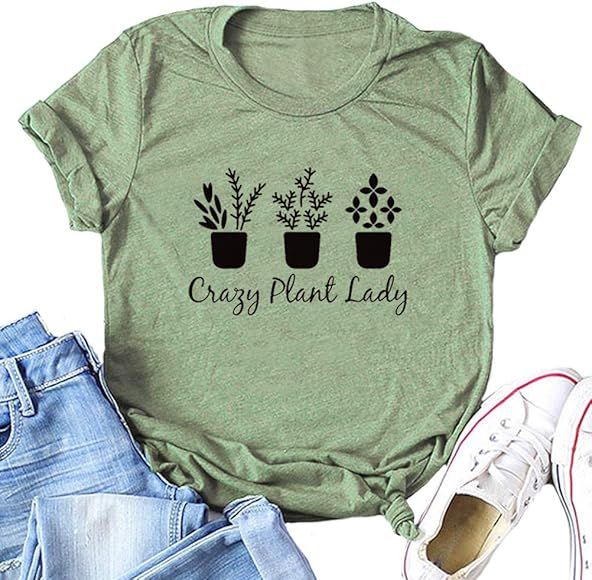 YourTops Women Crazy Plant Lady Graphic T-Shirt | Amazon (CA)