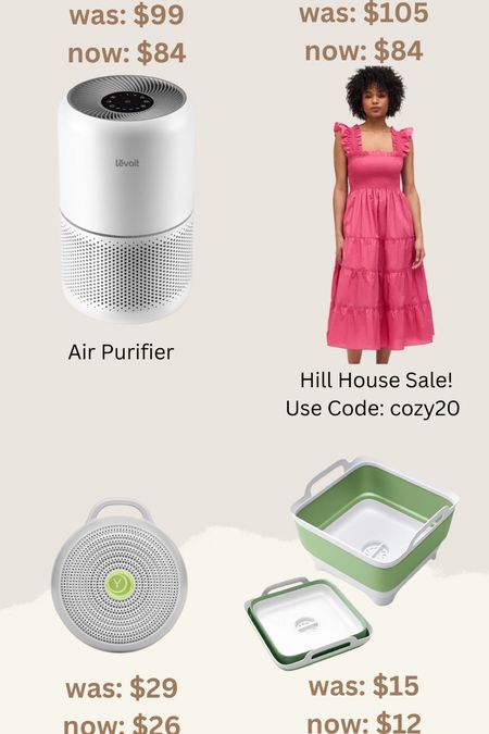 Daily deals
Air purifier 
Sound machine 
Hill house dress 
