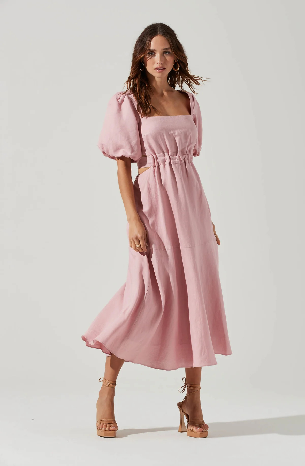 Angeles Puff Sleeve Cutout Dress | ASTR The Label (US)