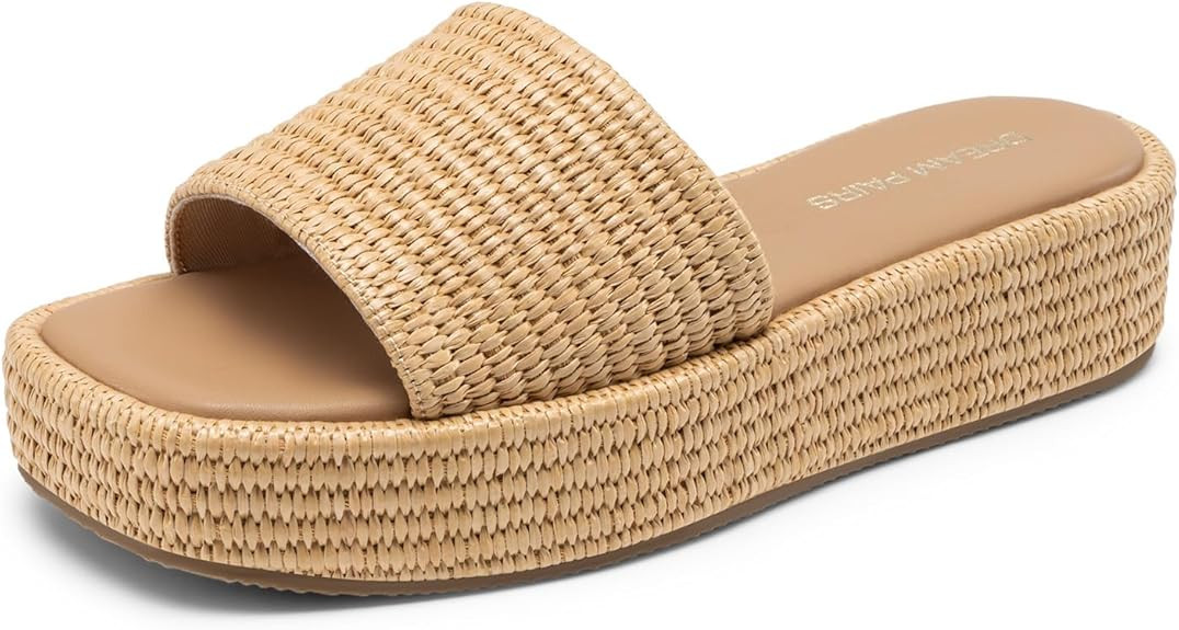 DREAM PAIRS Women Platform Slides Sandals Espadrilles Slip On Low Wedge Summer Open Toe Bohemia D... | Amazon (US)