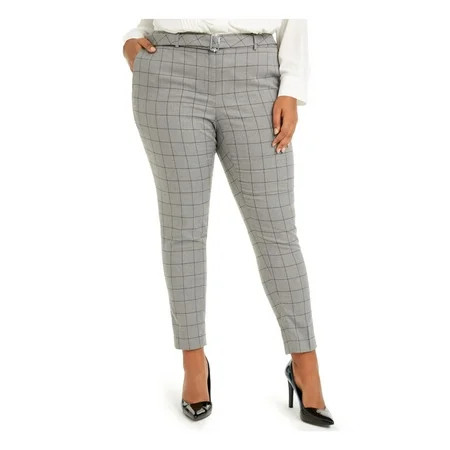CALVIN KLEIN Womens Gray Belted Check Skinny Pants Plus Size: 16W | Walmart (US)