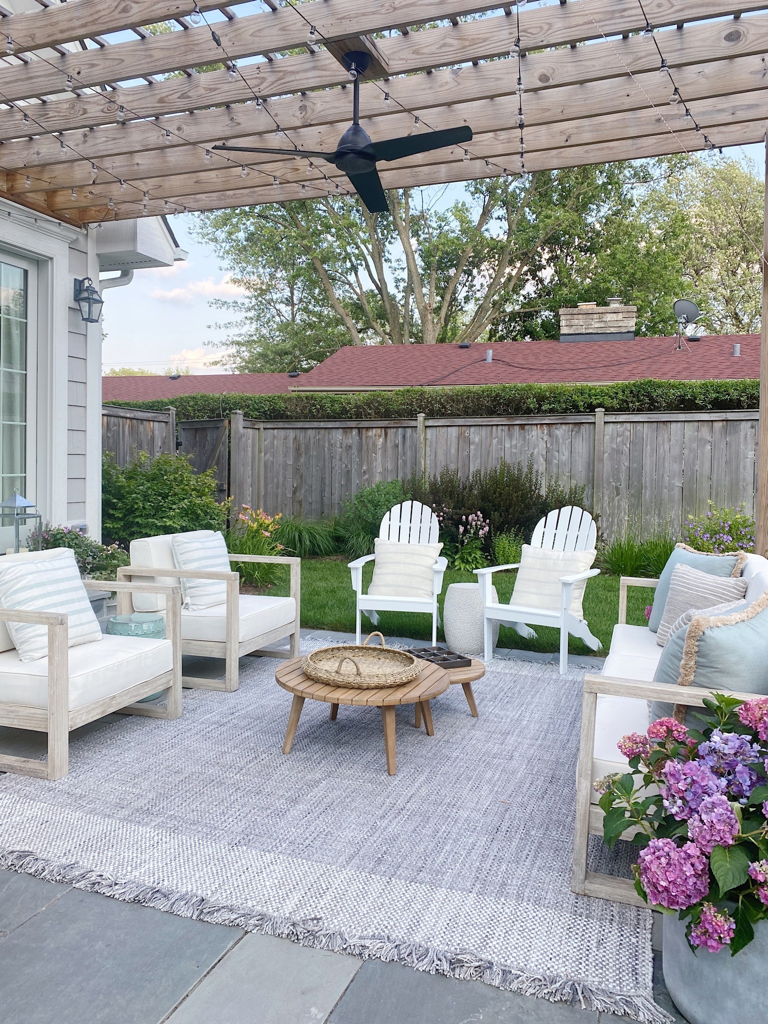Patio furniture and decor!! This pretty rug is back this season, I have the chambray color! This best selling outdoor set is back in a slightly darker finish! 

#patiodecor #homedecor #outdoorfurniture

#LTKhome #LTKSeasonal