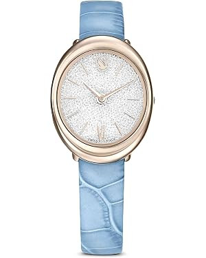 Swarovski Imber Watch, Swiss Made, Leather Strap, Blue, Champagne Gold-Tone Finish | Amazon (US)