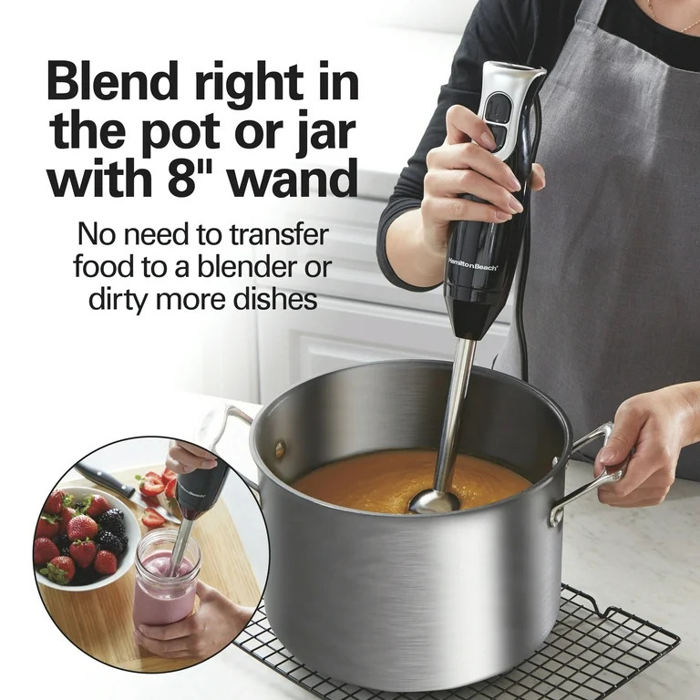 Hamilton Beach 2-Speed Immersion Hand Blender for Kitchen with Blending Wand & Whisk, Black | Walmart (US)
