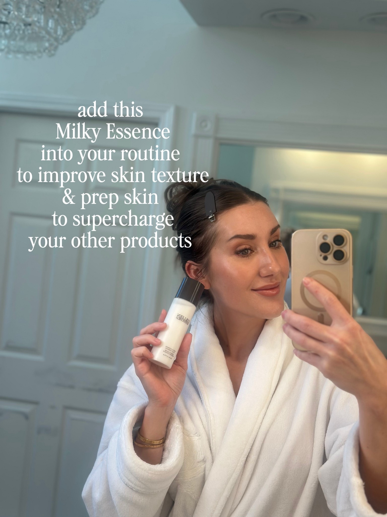 🥛 Your skin NEEDS this Milky Essence. Pat into skin right after cleansing- with Ceramides, Niacinamide, Hyaluronic Acid, and Oat Beta-Glucan, it works to support the barrier, maintain hydration, and visibly calm the skin while enhancing absorption of all other skincare products to follow. I use it morning and night and have noticed such a difference in skin texture and suppleness. 💫
@Colleen Rothschild 

#LTKBeauty