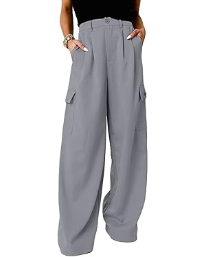Dokotoo Womens High Waisted Wide Leg Cargo Pants Baggy Casual Combat Military Pants with 4 Pocket... | Amazon (US)
