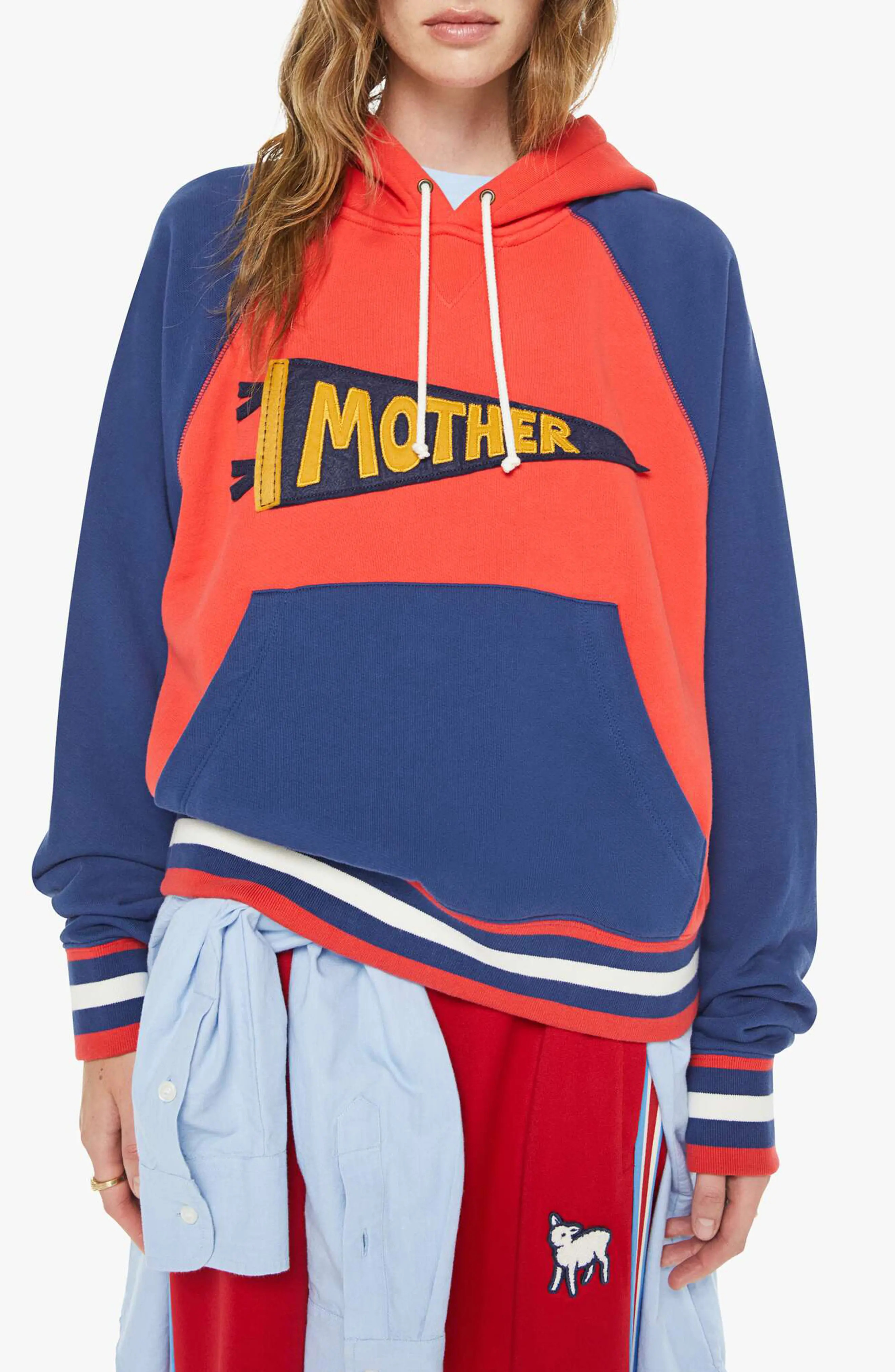 MOTHER The Square Colorblock Appliqu\u00e9 Cotton Hoodie (Women) | Nordstromrack | Nordstrom Rack