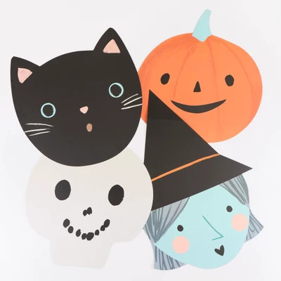 Halloween Cat, Witch, Skeleton & Pumpkin Paper Placemats (x 12) | Meri Meri