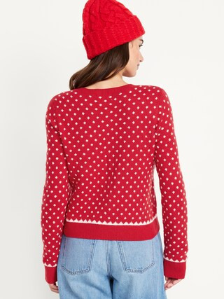 SoSoft Holiday Print Crop Cardigan Sweater | Old Navy (US)
