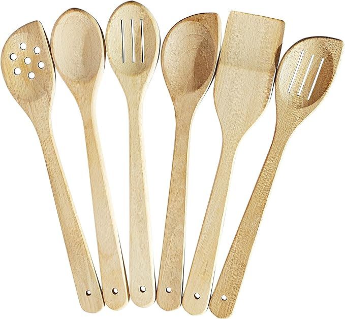 ECOSALL Healthy Wooden Spoons For Cooking Set of 6. Safe and Reliable Cooking Utensils for Kitche... | Amazon (US)