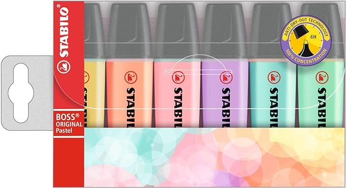 Stabilo BOSS Original Highlighter, Pastels - 6-Color Set | Amazon (CA)