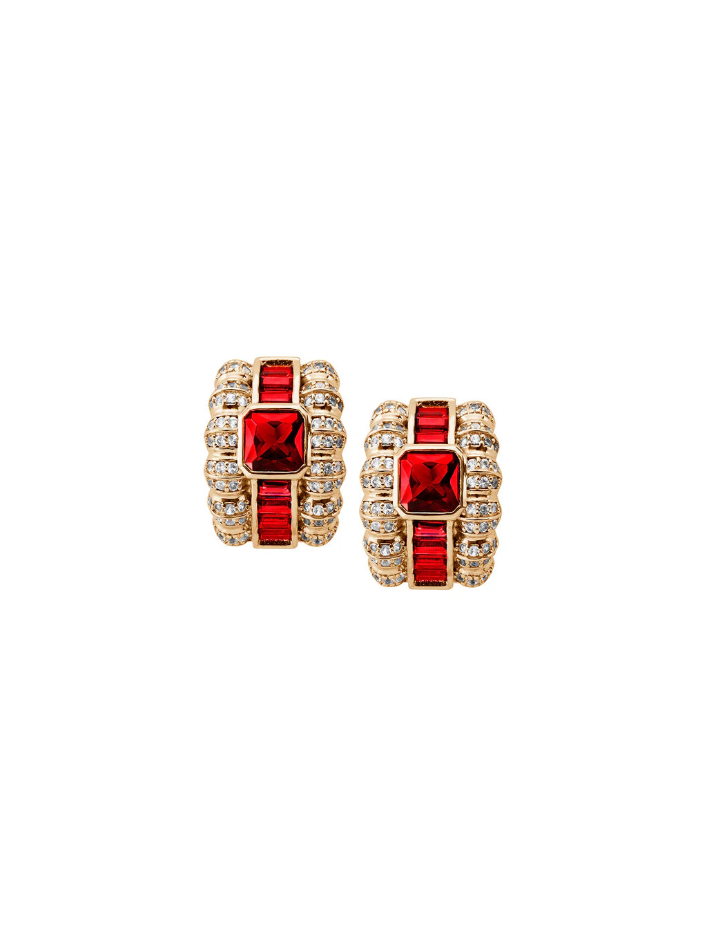 CRAWFORD, BAGUETTE AND ASSCHER LAB-GROWN RED SAPPHIRE EARRINGS | Dorsey