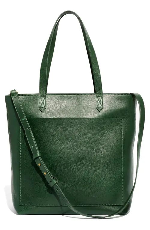 Madewell The Zip-Top Medium Transport Leather Tote in Forest at Nordstrom | Nordstrom