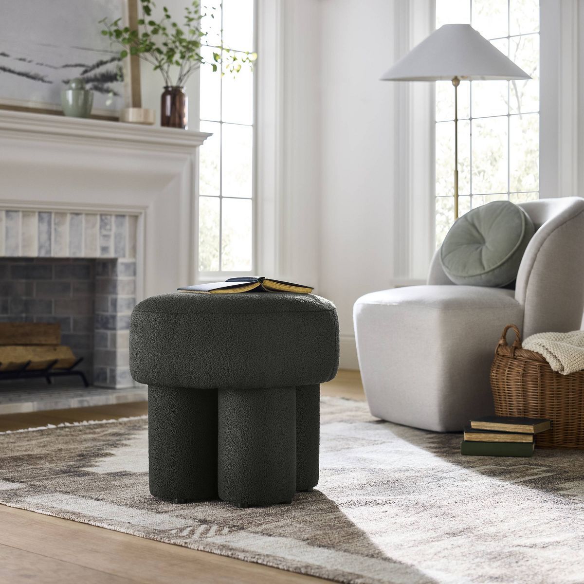 Boucle Fully Upholstered Accent Ottoman Stool - Threshold™ | Target