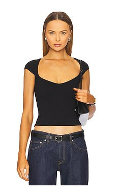 Good American Super Stretch Tee in Black001 from Revolve.com | Revolve Clothing (Global)