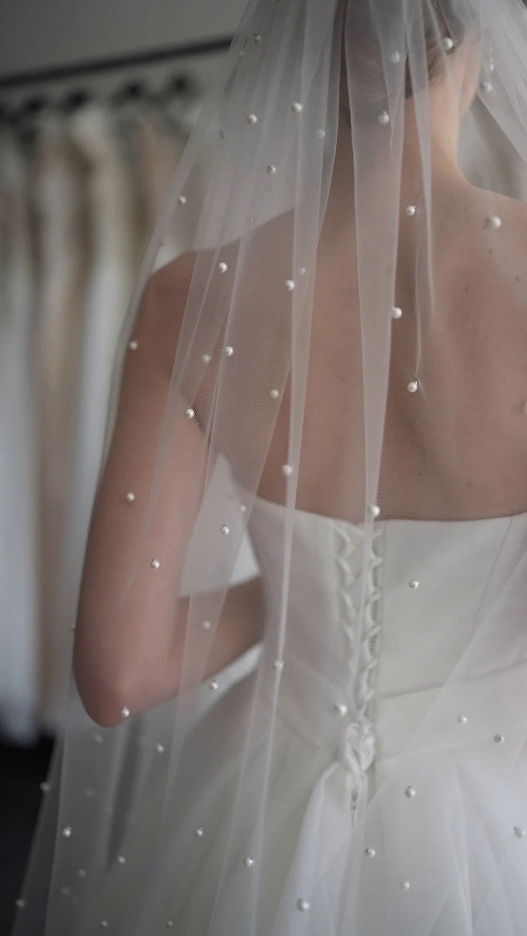 Wedding Pearl Veil Bridal Fingertip Veil With Pearls Cathedral Chapel Length Short Veil - Etsy Ca... | Etsy (US)