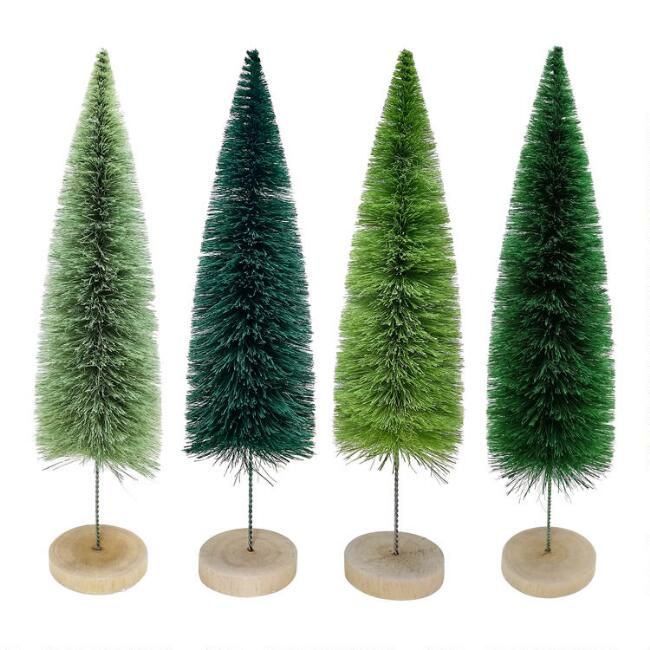 Large Green Bottlebrush Trees Set of 4 | World Market