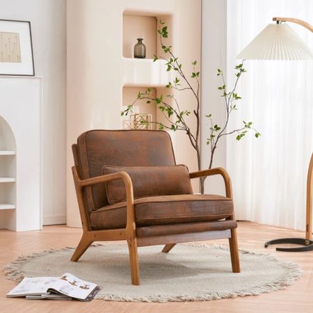 Living room furniture • Grabbing these pieces for the new house 
•
•
Accent chair, Wayfair, Faux leather chair, Camel accent chair