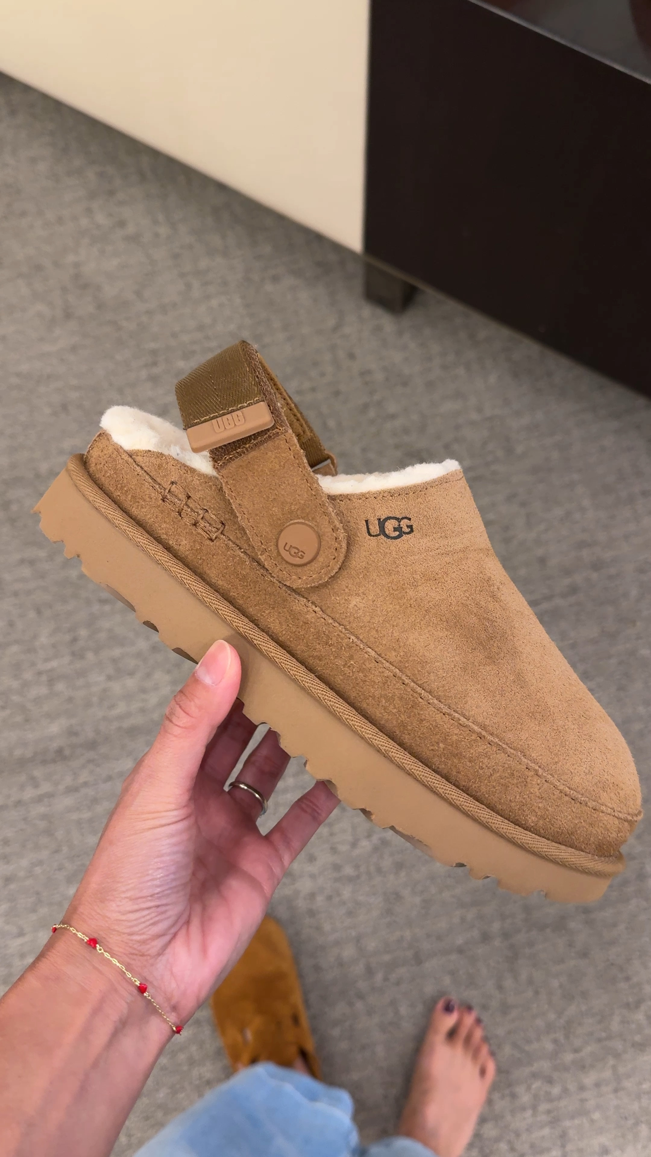 Stumbled upon these new ugg clogs while shopping with my daughter and they are so cute!  The top strap is velcro and adjustable and can be flipped down to wear towards the back. Sizing seems to run small;  I normally wear a 36 in Uggs and I need a 37 in these clogs.
Fall outfit.  Fall outfits  

#LTKStyleTip #LTKOver40 #LTKShoeCrush