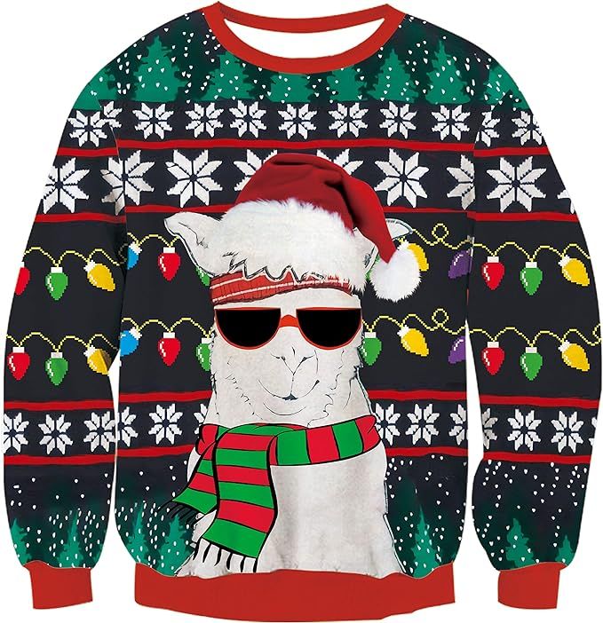 RAISEVERN Men Ugly Christmas Sweater Funny Xmas Holiday Party Women Knitted Pullover Tops | Amazon (US)