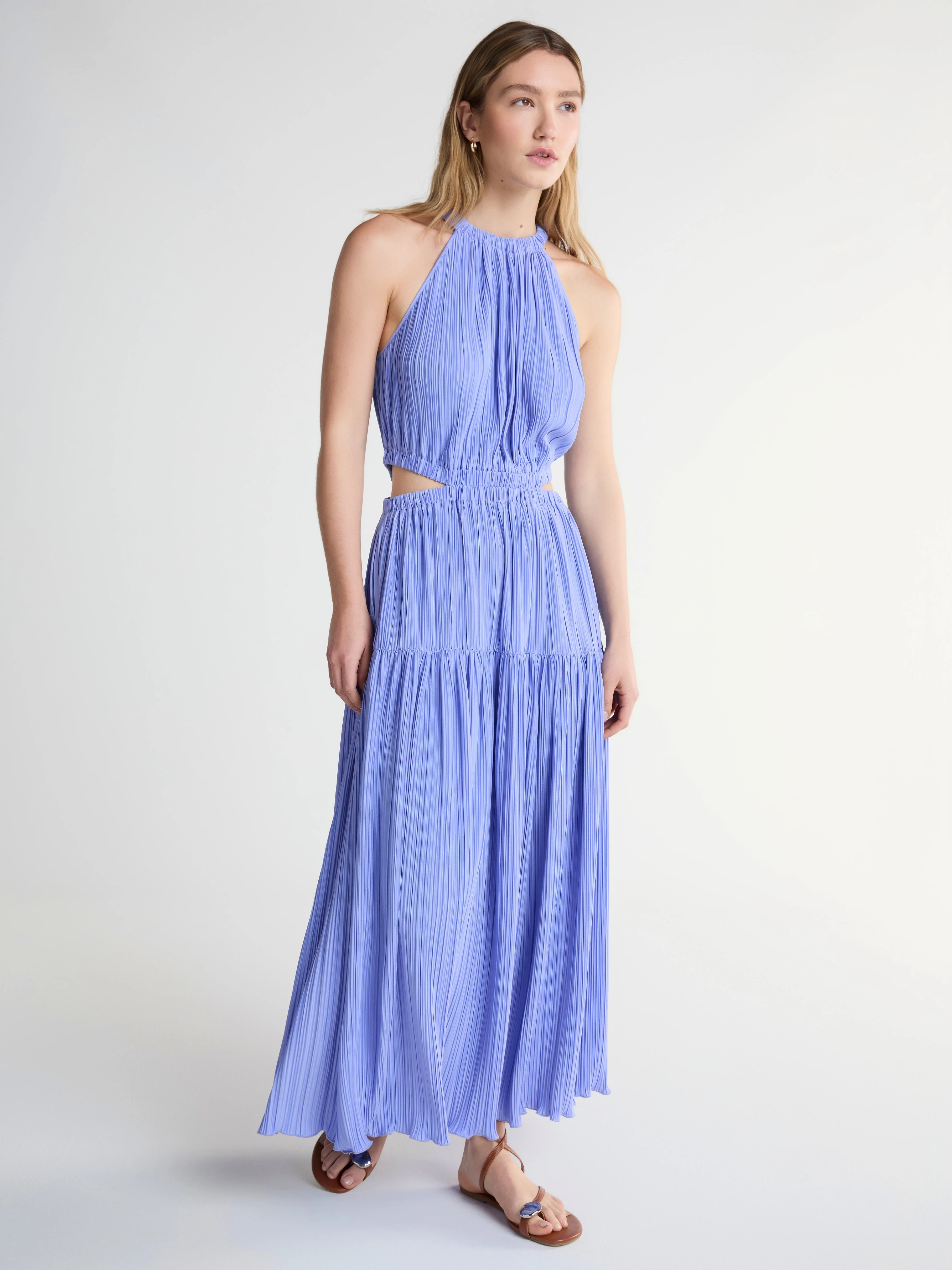 Scoop Women’s Plisse Halter Maxi Dress with Cutouts, Sizes XS-XXL | Walmart (US)