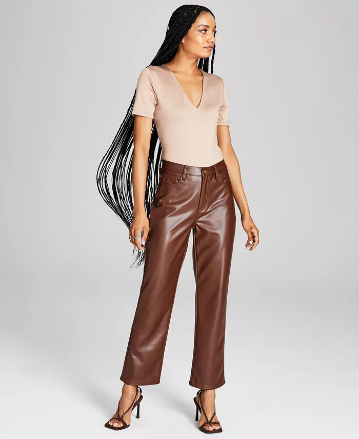 Women's High-Rise Faux-Leather Pants | Macys (US)
