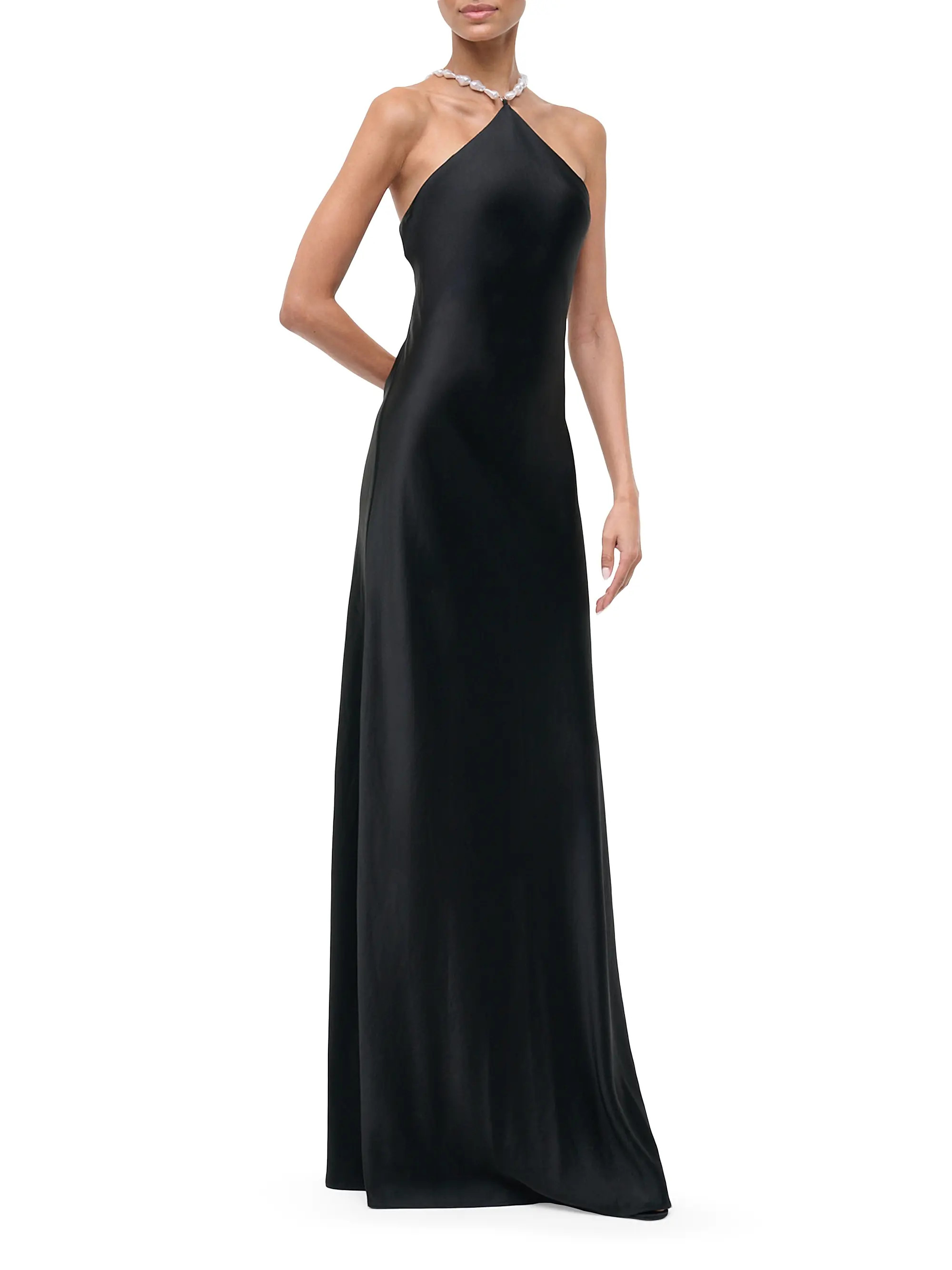 Cadence Imitation Pearl-Embellished Satin Maxi Dress | Saks Fifth Avenue