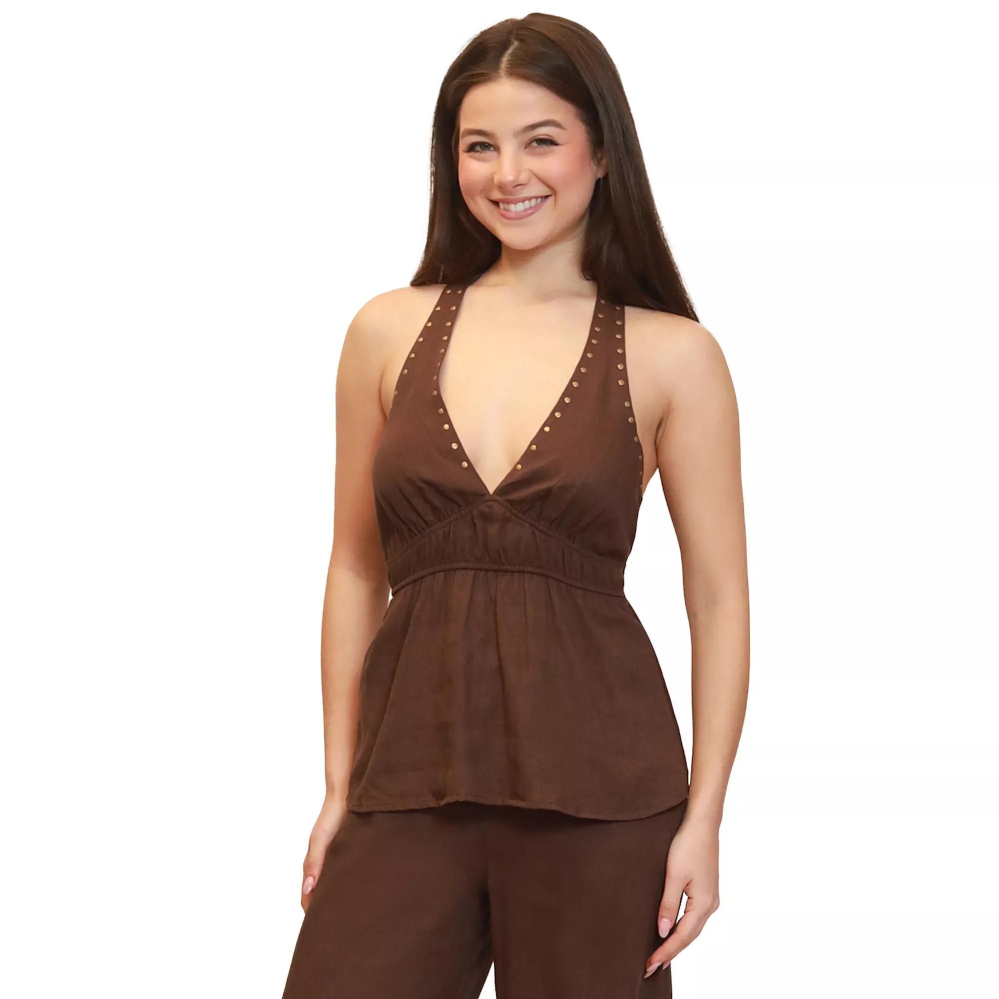 Juniors' madden girl Halter Neck Top with Studs | Kohl's