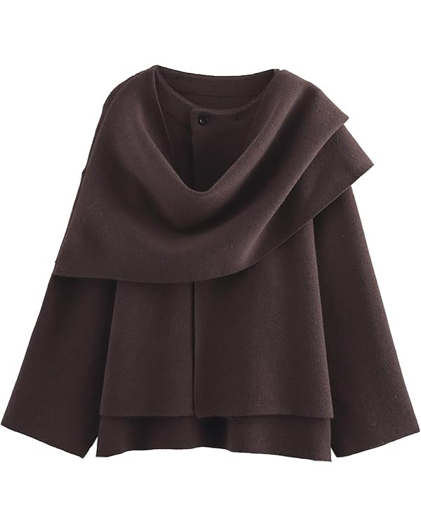 Kissonic Women's Oversized Scarf Jacket Shawl Wraps Knit Long Sleeve Button Winter Peacoat | Amazon (US)