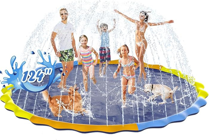 Instraella Splash Pad for Kids and Dogs, 124in Non-Slip Sprinkler Mat 0.5mm Thickened Durable and... | Amazon (US)
