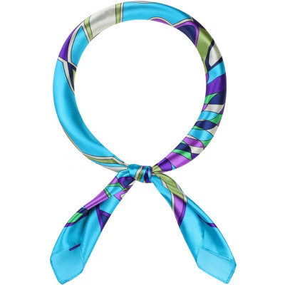 INSPIRE CHIC Women Geometric Printed Satin Large Square Silky Neck Scarves 1Pc Turquoise Green 90x90cm/35.4x35.4" | Target