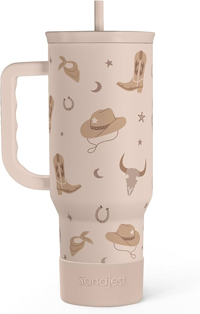 SANDJEST Cowgirl Tumbler 40oz for Women Girls – Stainless Steel Travel Coffee Mug Cup with Hand... | Amazon (US)