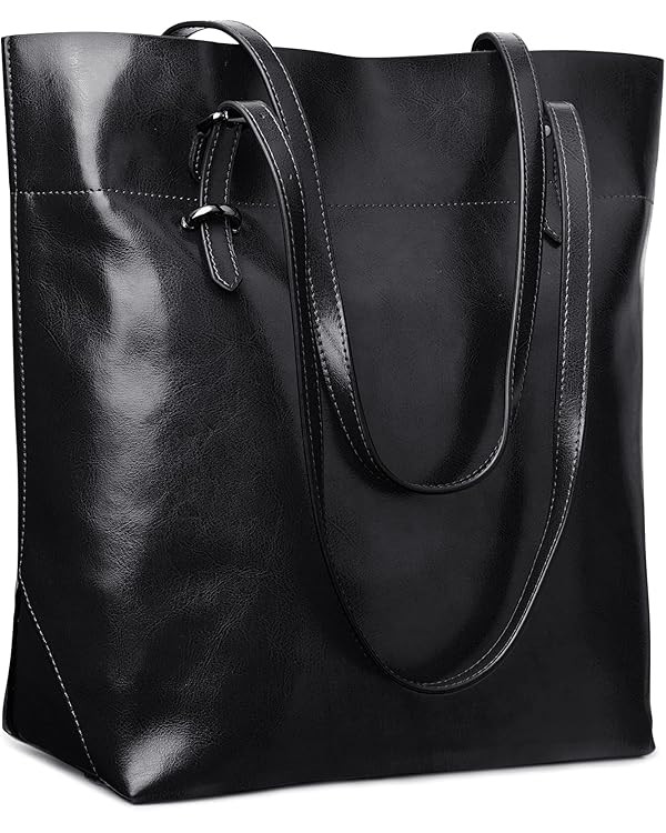 S-ZONE Vintage Genuine Leather Tote Shoulder Bag Handbag Big Large Capacity Upgraded 2.0 | Amazon (US)
