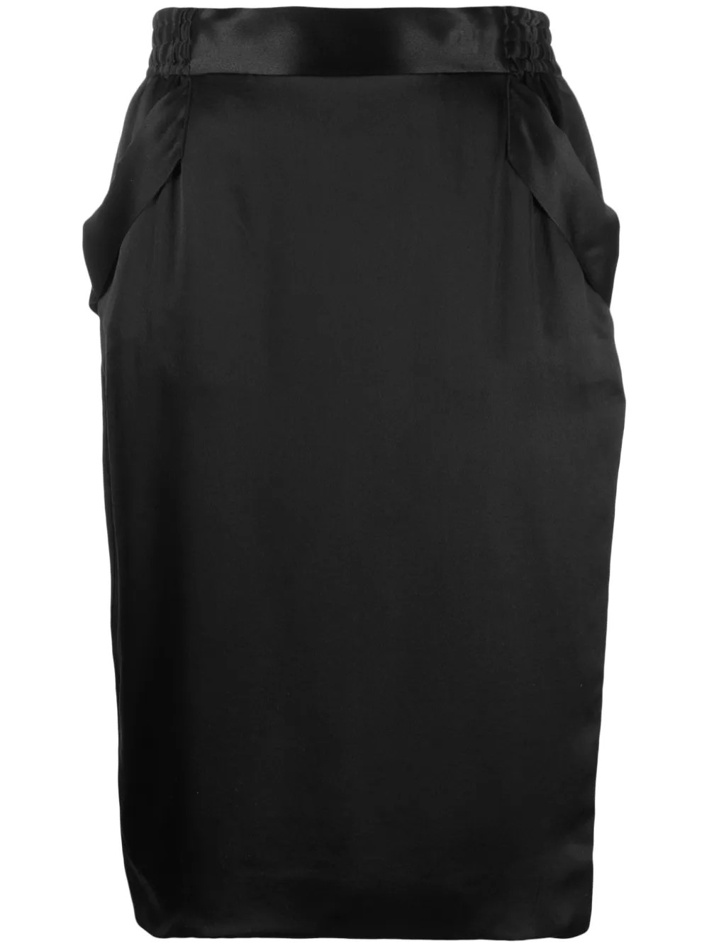 Saint Laurent satin-finish Silk Pencil Skirt | Black | FARFETCH UK | Farfetch Global