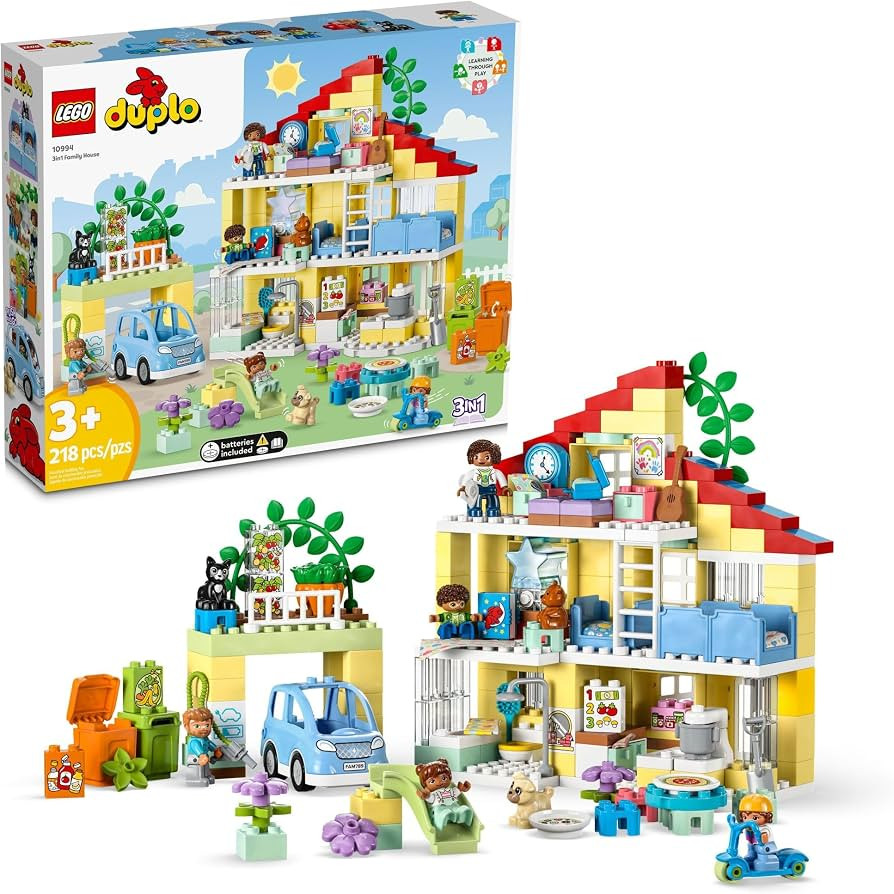 LEGO DUPLO Town 3 in 1 Family House 10994 Educational STEM Building Toy Set for Toddlers Ages 3 a... | Amazon (US)