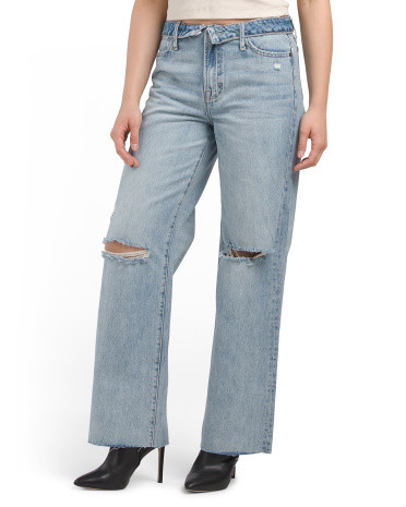 Logan Fold Over Waistband Dad Jeans | TJ Maxx