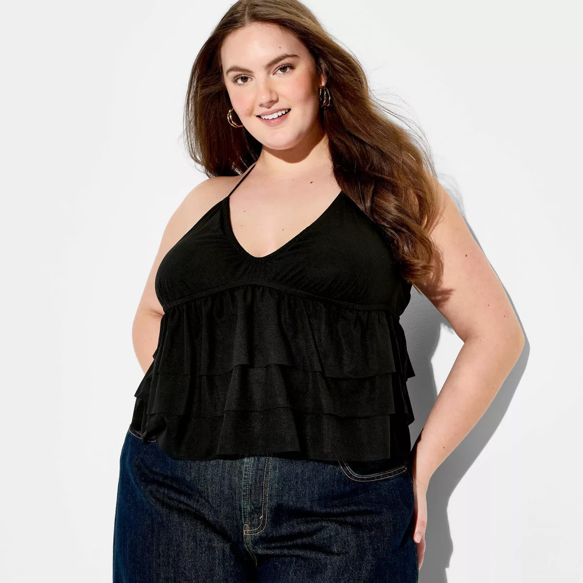 Women's Ruffle Halter Top - Wild Fable\u2122 Black 1X | Target
