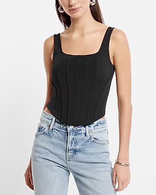 High Compression Body Contour Matte Corset Cropped Tank | Express