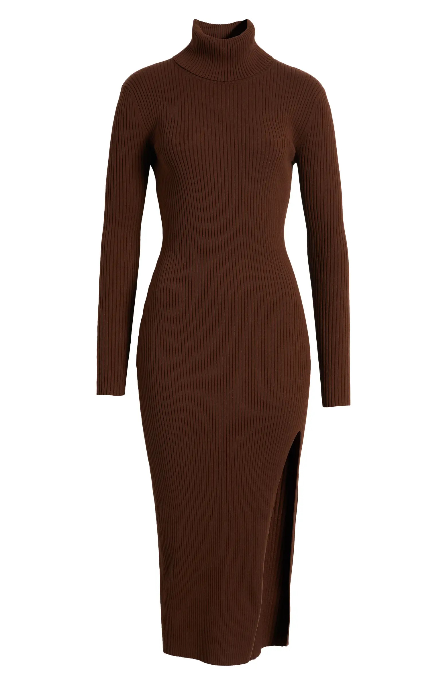 Rib Long Sleeve Turtleneck Sweater Dress | Nordstrom