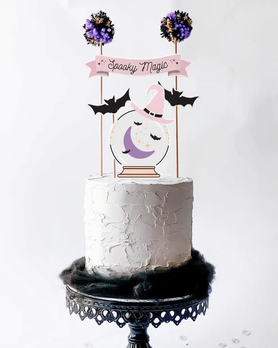 Spooky Magic Cake Topper  Printable Pink Halloween Cake - Etsy | Etsy (US)