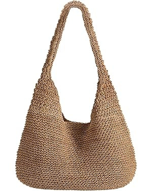 Beach Bags for Women Boho Straw Purse Summer Woven Shoulder Bag Handbag Crochet Mesh Tote Bag Vac... | Amazon (US)