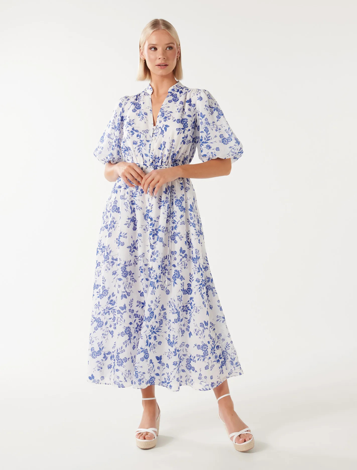 Loanne Puff-Sleeve Midi Dress | Forever New (AU)