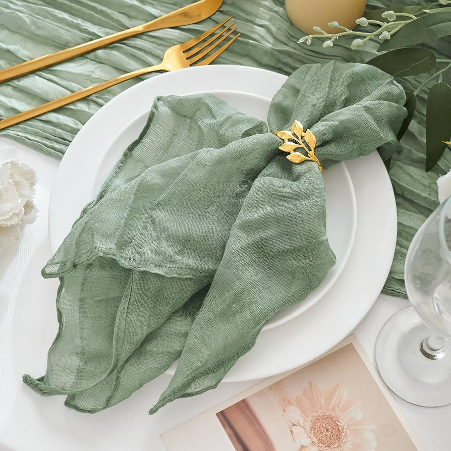 12 Pack Cheesecloth Napkins 20"x20" Sage Green Boho Gauze Cheese Cloth Napkins Bulk Rustic Dinner... | Amazon (US)