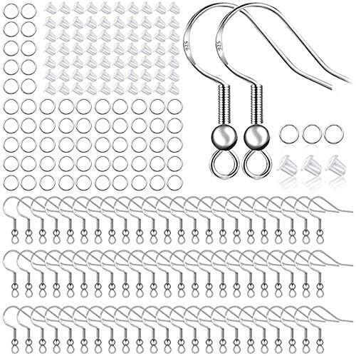 925 Sterling Silver Earring Hooks 150 PCS/75 Pairs,Ear Wires Fish Hooks,500pcs Hypoallergenic Ear... | Amazon (US)