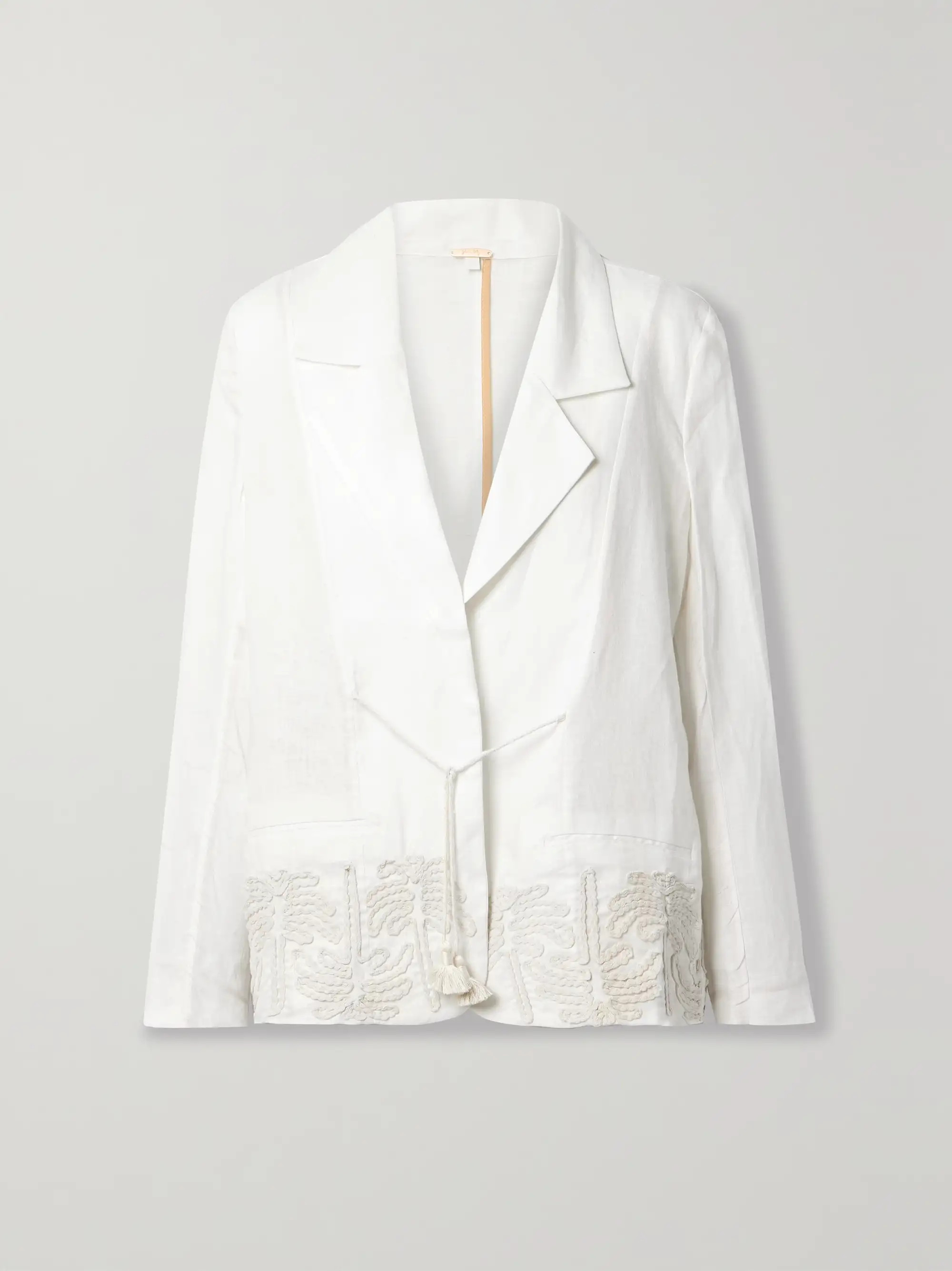 + NET SUSTAIN Unfolded Moment embroidered linen and cotton-blend blazer | NET-A-PORTER (US)