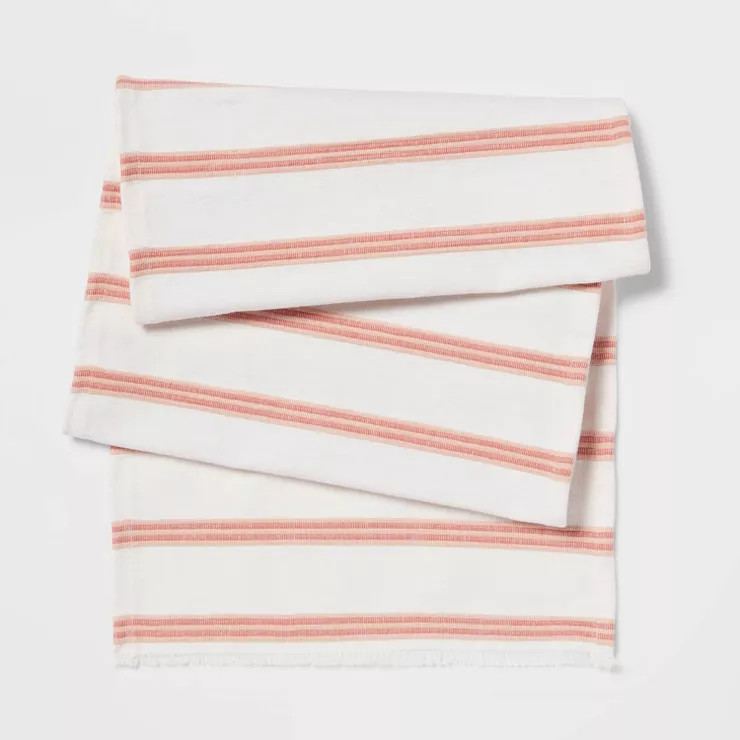 72" x 14" Cotton Striped Table Runner Pink - Threshold™ | Target