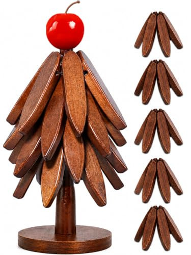 Wooden Trivets for Hot Dishes Christmas Tree Trivet Set of 5 with Stand, Foldable Heat Resistant Trivets for Hot Pots, Pans, Kitchen Table Countertop Protector, Christmas Kitchen Home Decor Gift | Amazon (US)